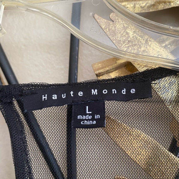 Haute Monde Black Sheer Top with Red Floral Embroidery - Picture 3 of 3